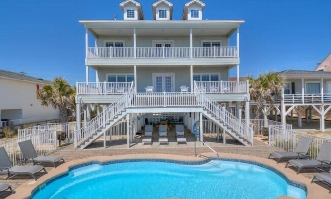 North Myrtle Beach House | Prices Lowered for Spring! Oceanfront, Private Pool, Beach Access, Game Room