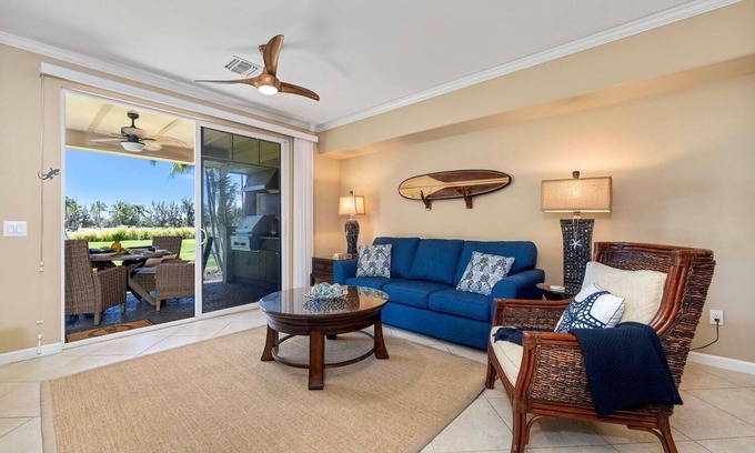 Waikoloa Villa | Private ground floor villa with bbq and golf course view.