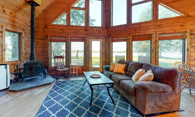 North Hero House | Private island getaway with beach access, lake views, wood stove, and WiFi
