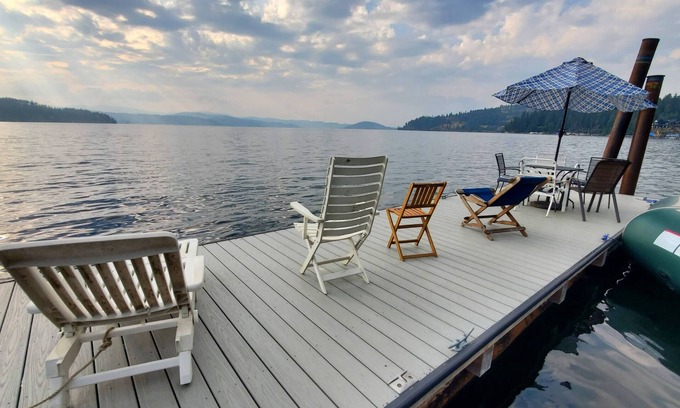Coeur d'Alene Cabin | Private lakeside A-frame cabin w/hot tub, beach, docks, games. 4 season fun!