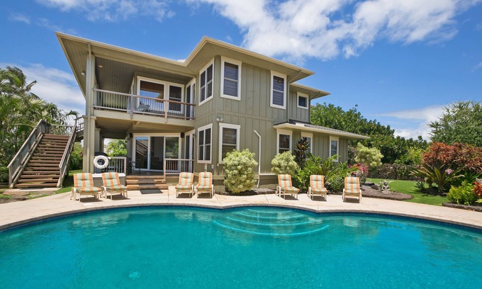 Poipu House | Private Ocean View Estate in Poipu with A/C, Jacuzzi, & Pool 5 min walk to beach