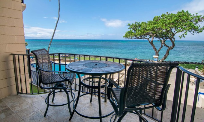 Napili-Honokowai Condo | Private Oceanfront lanai with front row sea views