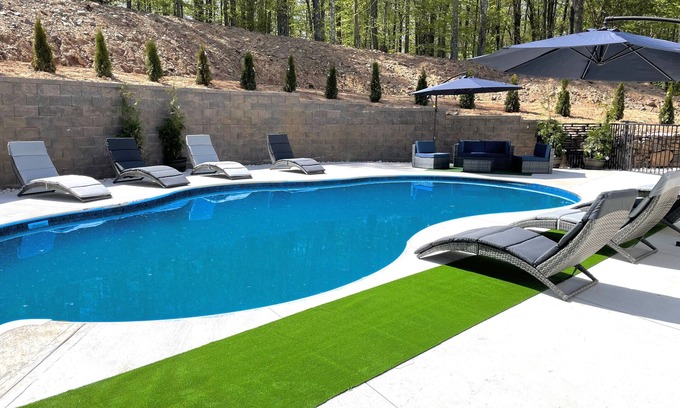 Pocono Pines House | PRIVATE OUTDOOR HEATED POOL, The Running Eagle spacious home, Game Room&Hot Tub