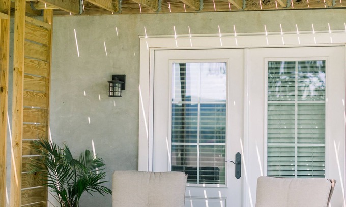 Goodville Other | Private suite with kitchenette, bedroom, bathroom and patio.