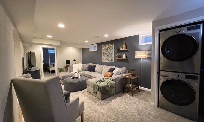 Virginia Village Apartment | Private Two Queen Bedrooms - Chic Basement Apartment