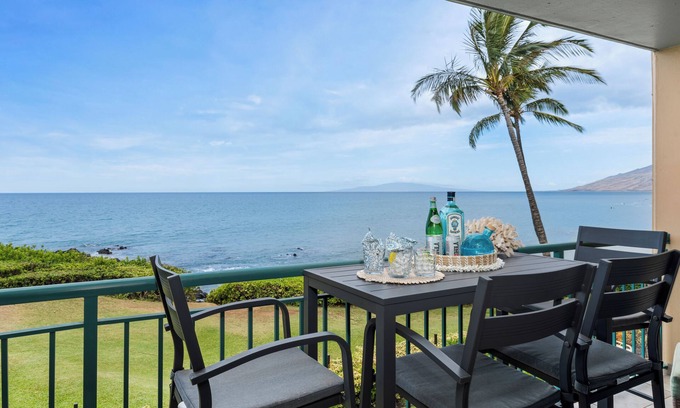 Kihei Condo | PUN 202 Updated Oceanfront Condo at Punahoa Beach with Stunning Views