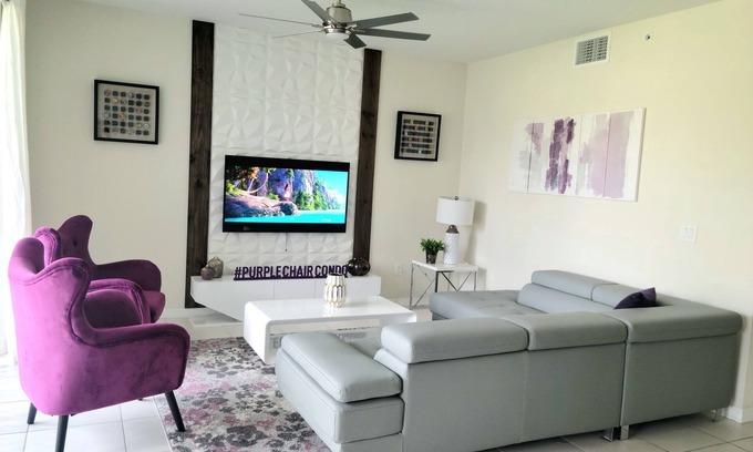 Kissimmee Condo | Purple Chair Condo! Free Resort Amenities & Mins from Disney! Modern & Elegant!