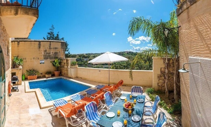 Kercem House | 'Razzett Tuta' - Beautiful hillside farmhouse with air conditioning and pool