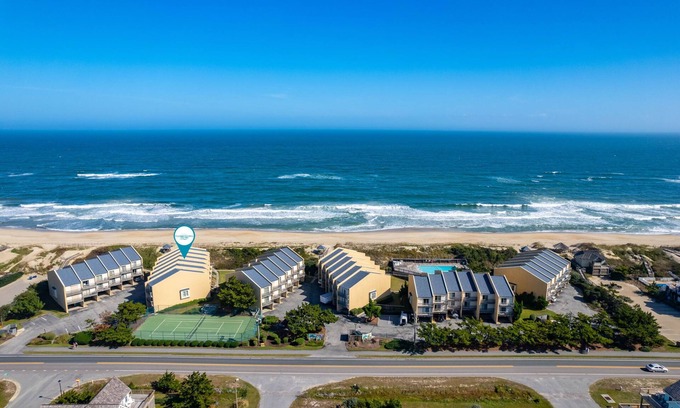 Nags Head Condo | Red Drum: Oceanfront townhome, ocean views from King en suite, community pool & tennis.
