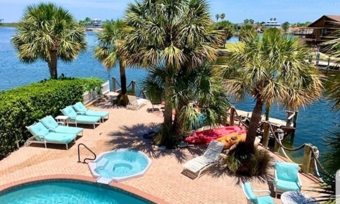Spring Hill House | Relax and Play! Gulf FRONT, Private Pool, On-Site Pontoon Boat Rental