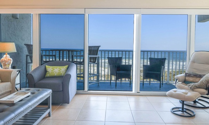 Jacksonville Beach Condo | REMODELED 2/2 Direct Oceanfront 3rd floor end-unit w elevator and wrap balcony