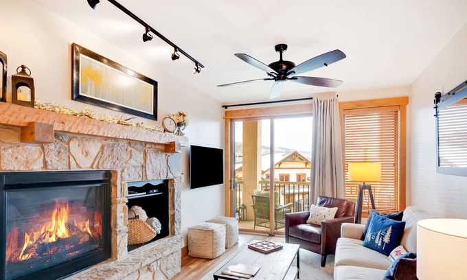 Steamboat Springs Condo | Remodeled condo with slope views, fireplace, pool, hot tubs, & gym