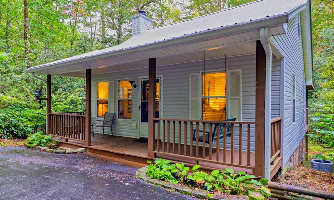 Helen Cabin | Remodeled creek-side cabin with hot tub & woodland view - dog-friendly