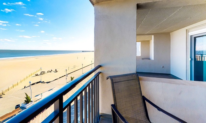 Ocean City Condo | Remodeled, updated oceanfront condo with balcony, central AC & beach access