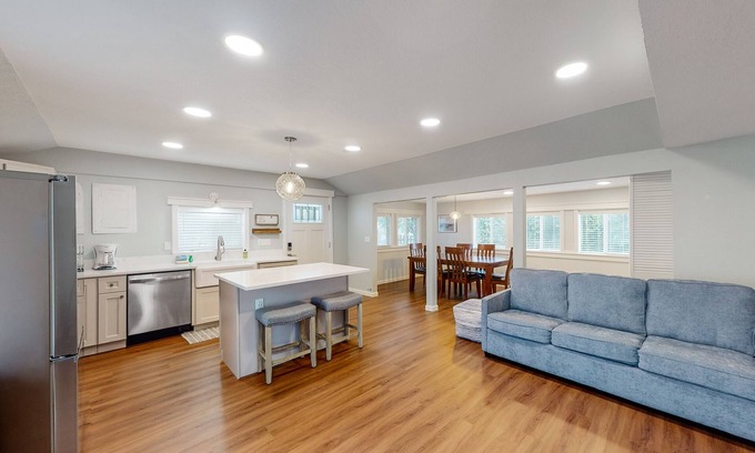 Netarts House | Renovated, dog-friendly cottage with a covered porch, deck, yard, & washer/dryer