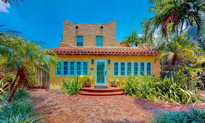 Riviera Beach House | Renovated historic home with large pool, grill, enclosed yard, & gourmet kitchen