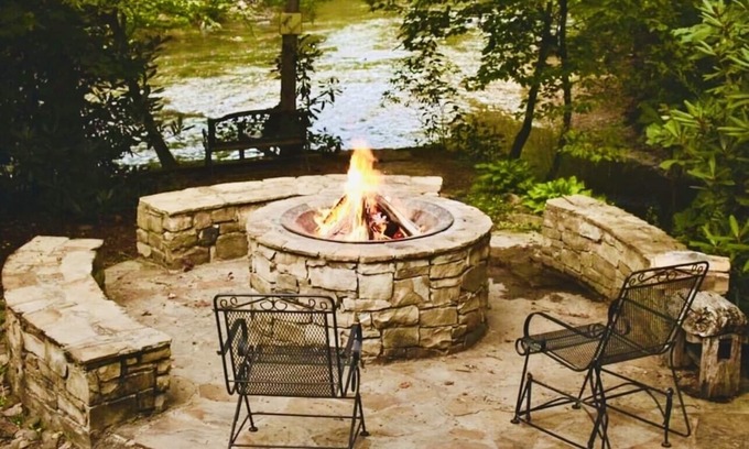 Epworth Cabin | Riverbend Cabin Waterfront dining & Trout Fishing with available guest cabin