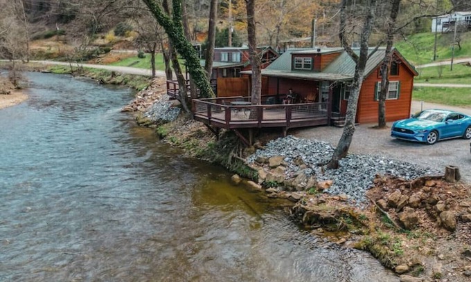 Dillsboro House | Riverfront Cabin with Deck and Fire Pit Near the Smoky Mountains!