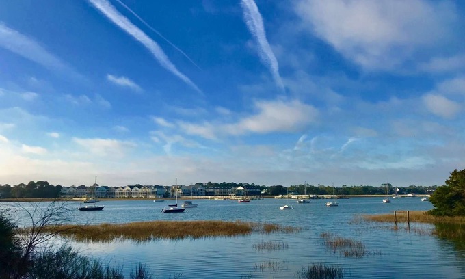 Folly Beach Condo | Riverfront condo w Open & Screened-In Porches with Water & Marsh Views and Community Pool