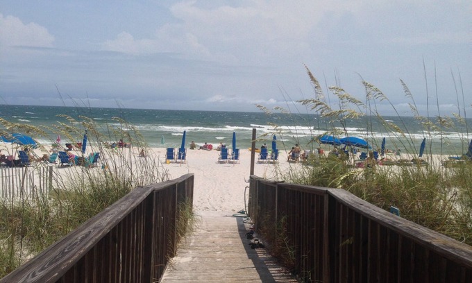 Orange Beach East Condo | Riverside Condo with access to beach and bay!