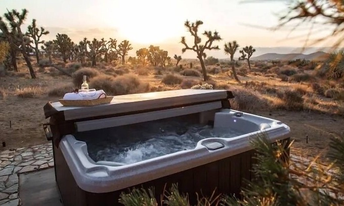Yucca Valley Villa | Romantic Spanish revival w/ hot tub & views - 5 min from Joshua Tree