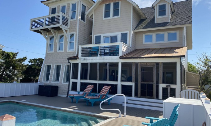 Ocracoke House | Rosemary And Thyme: Canal front, pool, den, boat docking