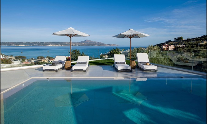 Kalyves Villa | Royal Bird, Stunning 4 Bedroom Seaview Villa, Private Pool, 700m From The Beach