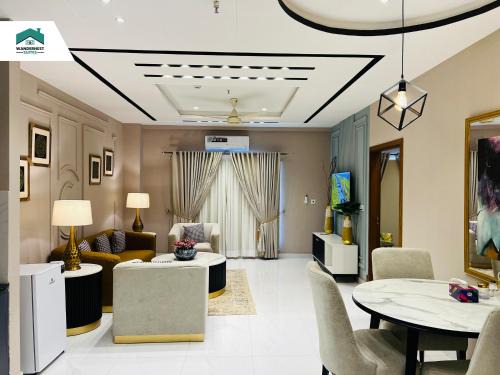 Bahria Town Apartment | Ruby - Chic & Luxury WanderNest Suite at B3 Heights with Gym in Bahria Town Ph-8