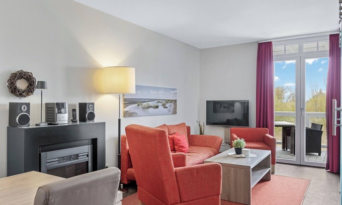 Wremen Apartment | Ruhige, Schöne Wohnung in Strandnähe mit Sauna und Balkon mit Blick ins Grüne