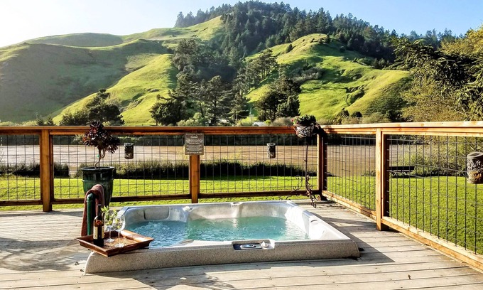Duncans Mills House | Russian River Home- Stunning riverfront views, spa, bikes, kayaks, private dock