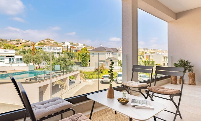Agios Tychon Apartment | Sanders River Plaza - Chic 2-Bdr Apt with Balcony
