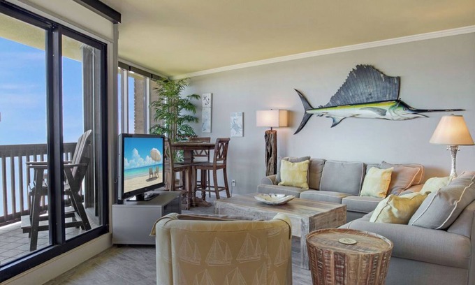 Port Aransas Condo | Sandpiper Condominiums 703, Panoramic Gulf Views w/direct access to Mustang Island/Port A beaches.