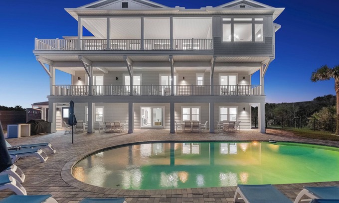 Crescent Beach House | SAVE ON AUGUST SPECIALS! 9BR OCEANFRONT ESTATE! LARGE POOL/YARD, GAME ROOM!