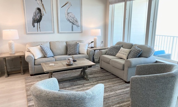 Gulf Shores Condo | Sea Glass #204 Luxury Gulf-Front condo steps to the beach, POOl & HOT TUB!