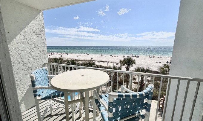 Panama City Beach Condo | Sea Glass Villa! Gulf front! Pool! Dog friendly! Near Pier Park! Beach loungers!