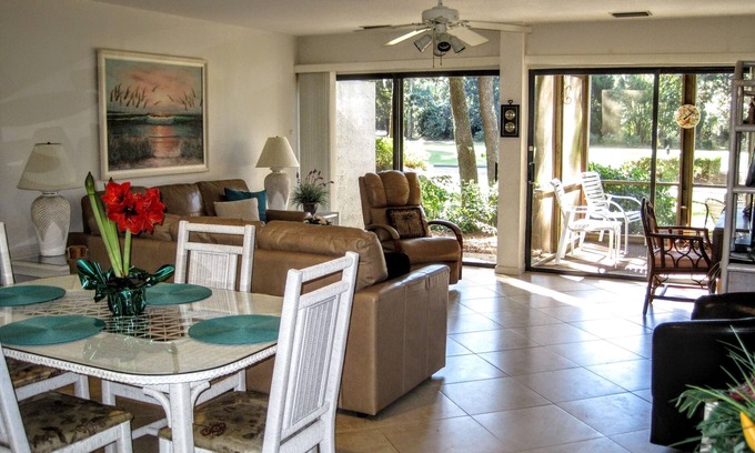 Sea Pines Villa | SEA PINES, NO STAIRS, VIEW OF 9TH TEE, 187 REVIEWS, IMMACULATE, PRIVATE, QUIET!