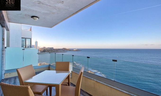 Tower Road Apartment | Seafront 3BR APT in Tower RD Sliema opposite Beach