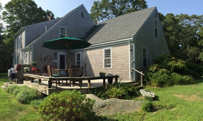 Chilmark House | Secluded house in the woods with deck, streamside firepit, Vincent Beach nearby