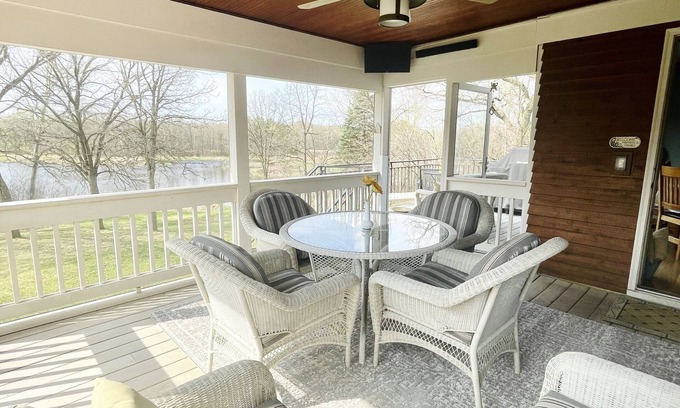 Stillwater House | Secluded Lakefront Home with outdoor hot tub, fire pit & indoor Hockey Rink