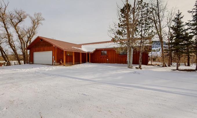 South Fork House | Secluded mountain-view home with hot tub, grill, firepit, wood stove, fireplace