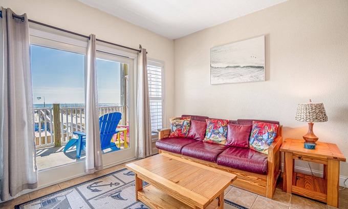 Hatteras Condo | Second-floor oceanfront condo with ocean view, pool, & central AC