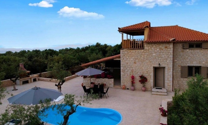 Lefktron Villa | Selinitsa Stone Residence-Private Poolside Retreat
