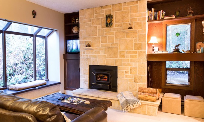 Glacier Condo | Serene Mountain Condo on River, Private End Unit, Indoor Pool & Hot Tub, WIFI