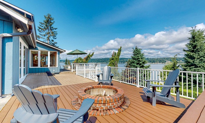 Burley House | Serenity Bay Retreat | Waterfront home in Gig Harbor with beach, dock & firepit