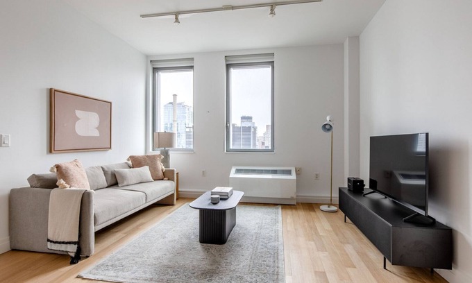 Hell's Kitchen Apartment | Sleek Midtown West 2BR w/ Gym & W/D, nr Hudson River Park, by Blueground