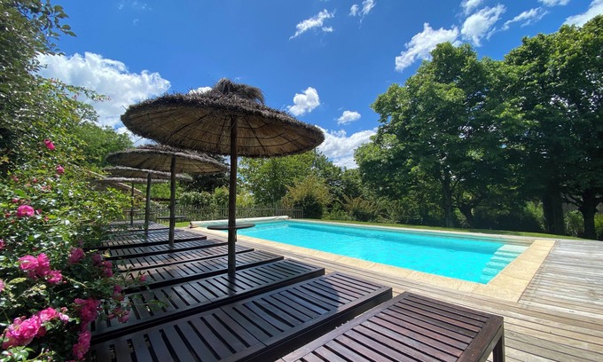 Sanilhac House | Southern Ardèche. Property in the middle of a wooded park + heated pool and SPA.