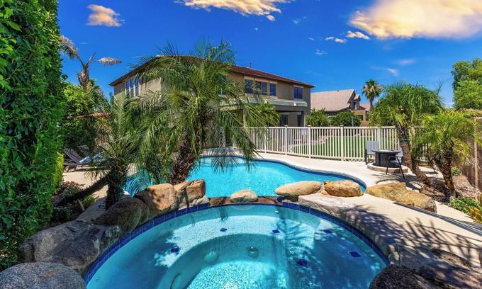 San Tan Ranch House | Spacious 6BR Luxury Oasis: Heated Pool, Hot Tub, Game Room & Prime Location!