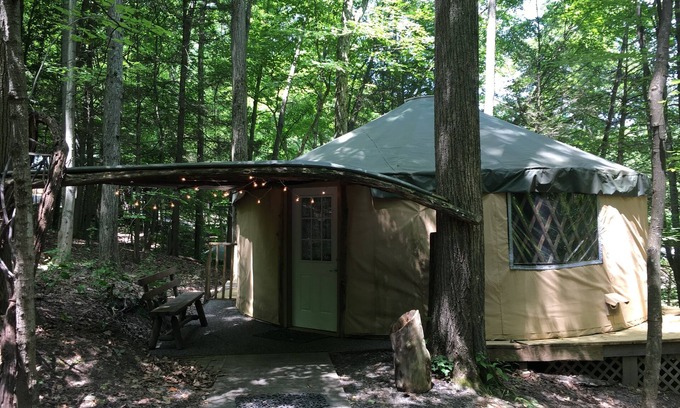 Trumansburg Cabin | Spacious, airy yurt is delightful for glamping in comfort!