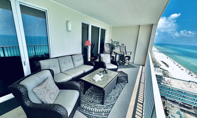Panama City Beach Condo | Spacious Beach Front Condo with Oversized Balcony and Free Beach Chairs!