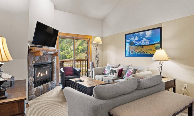 Mountain House Condo | Spacious Condo w/Beautiful Slope & River Views & Short Walk to Shops, Dining